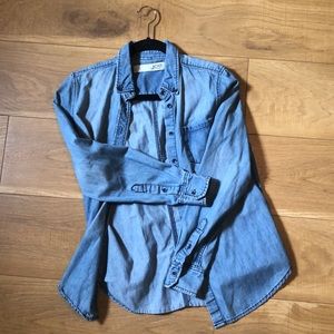 Denim collared long sleeve